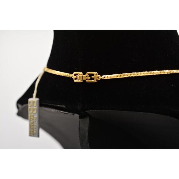 Givenchy Vintage Cabochon Necklace Red Crystal Gold Station Signed NOS 80s Bin7B - Picture 5 of 12